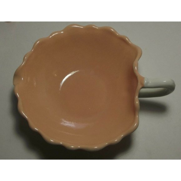Vtg Lot of 3 Anchor Hocking White Peach Handled Candy Dish nappy leaf cup bowl - Picture 5 of 9